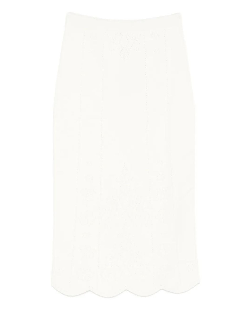 Twinset White Scalloped Pencil Skirt