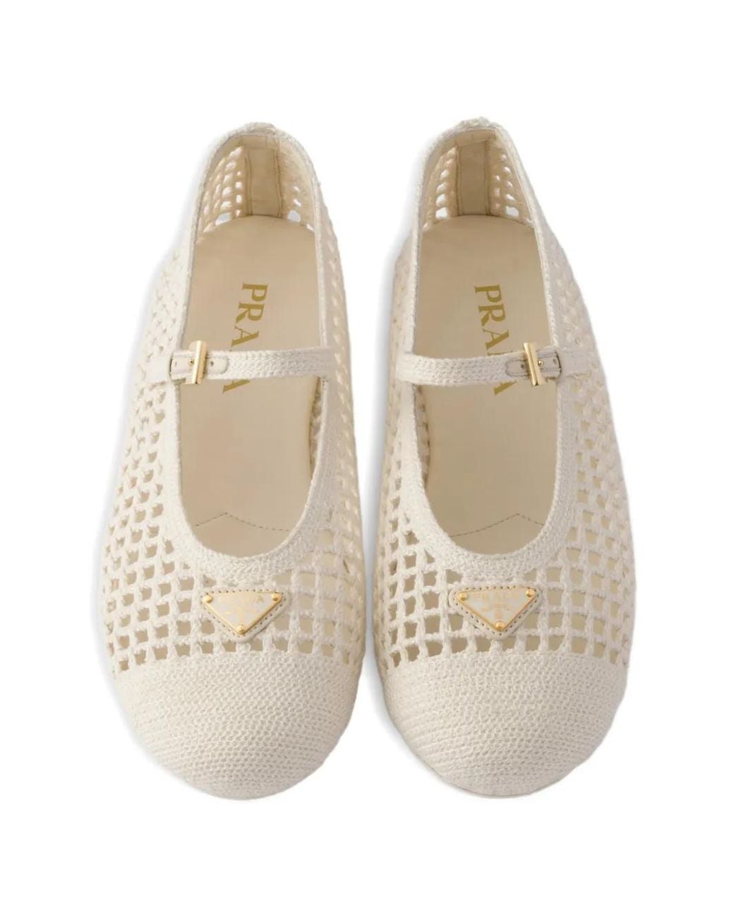 Prada White Crochet Ballerinas