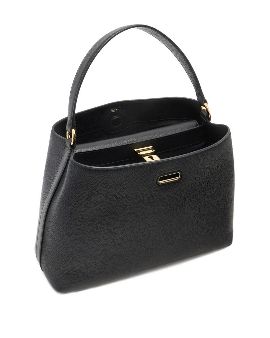 Bally Black Lock Me Grained Shoulder Bag