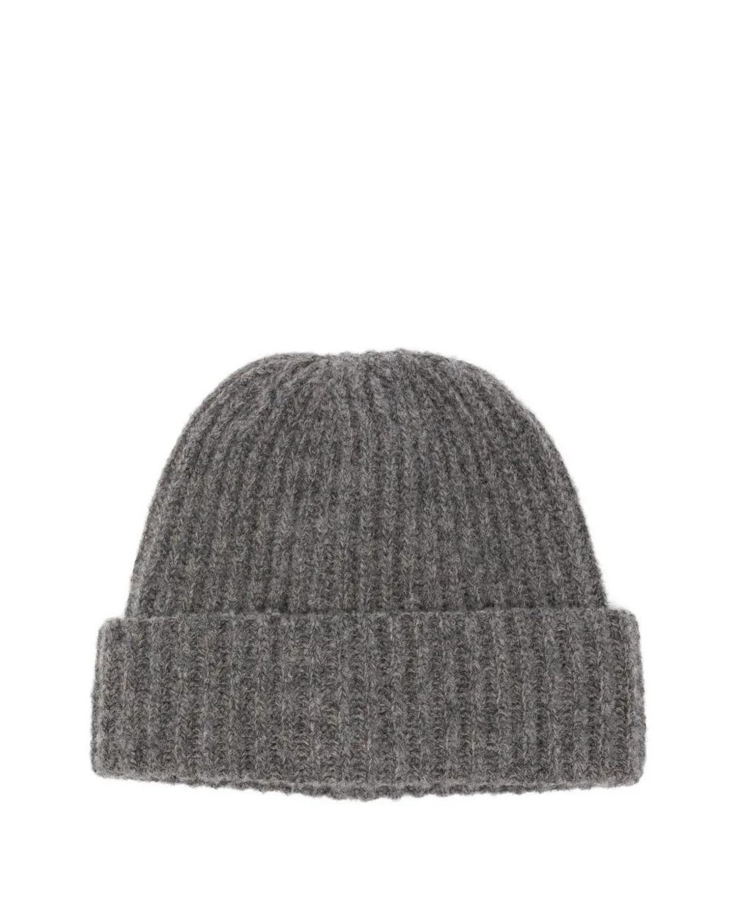 Zanone Gray Ribbed-Knit Beanie Hat for men
