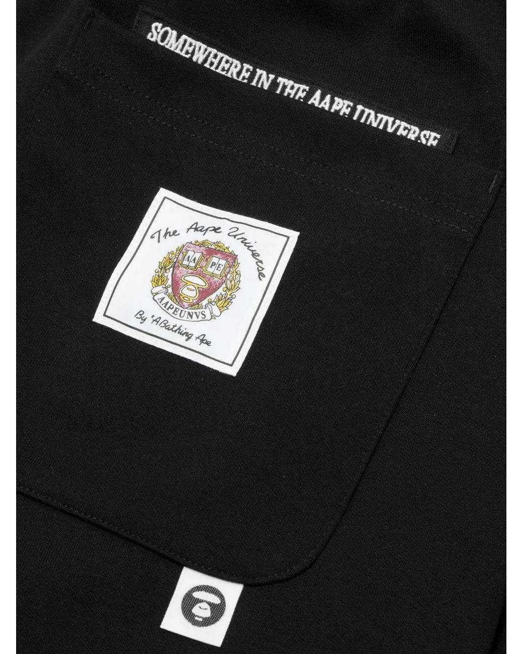 Aape By A Bathing Ape Black Logo-Patch Shorts for men