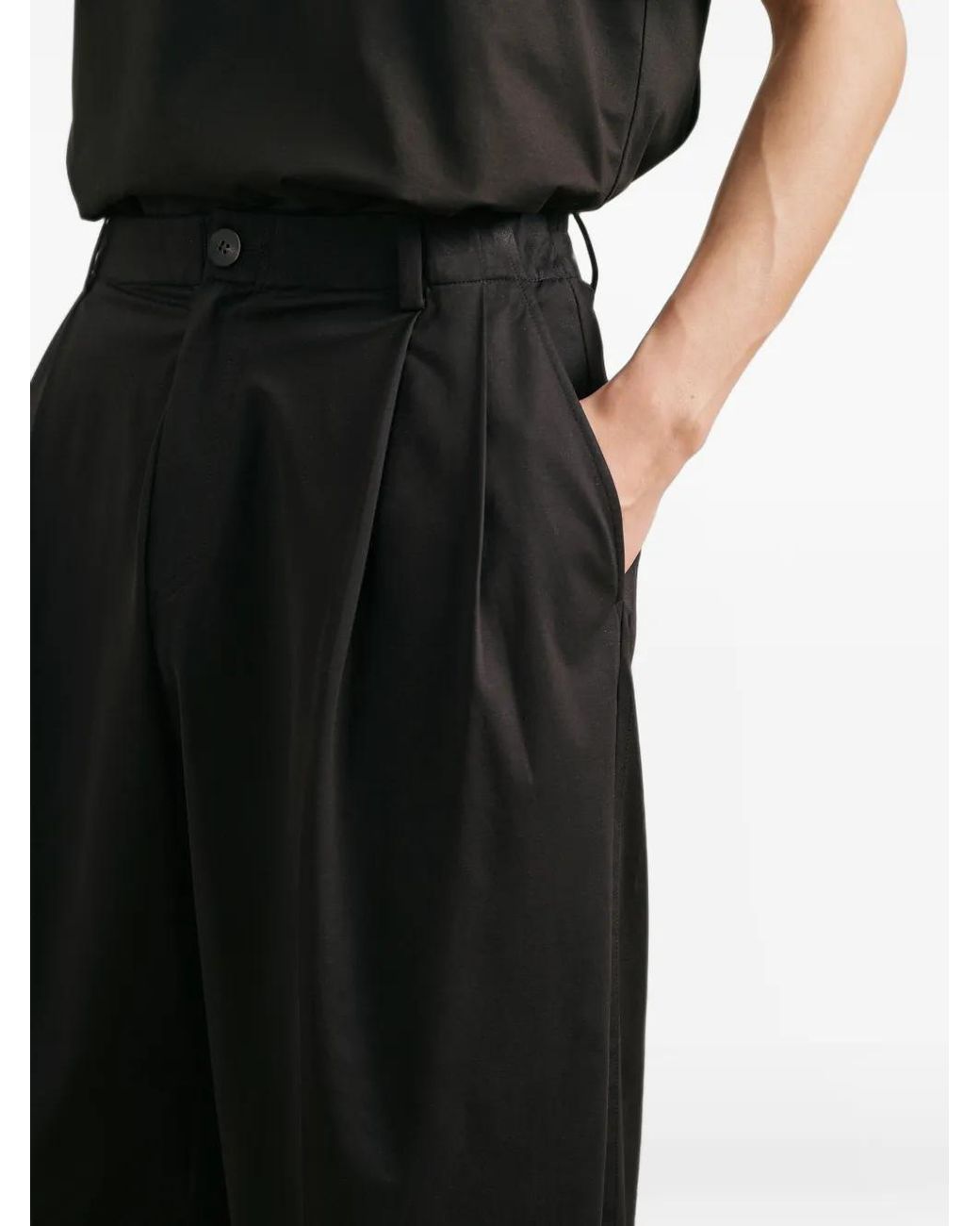 CROQUIS Black Pantalon À Plis Et Coupe Incurvée for men