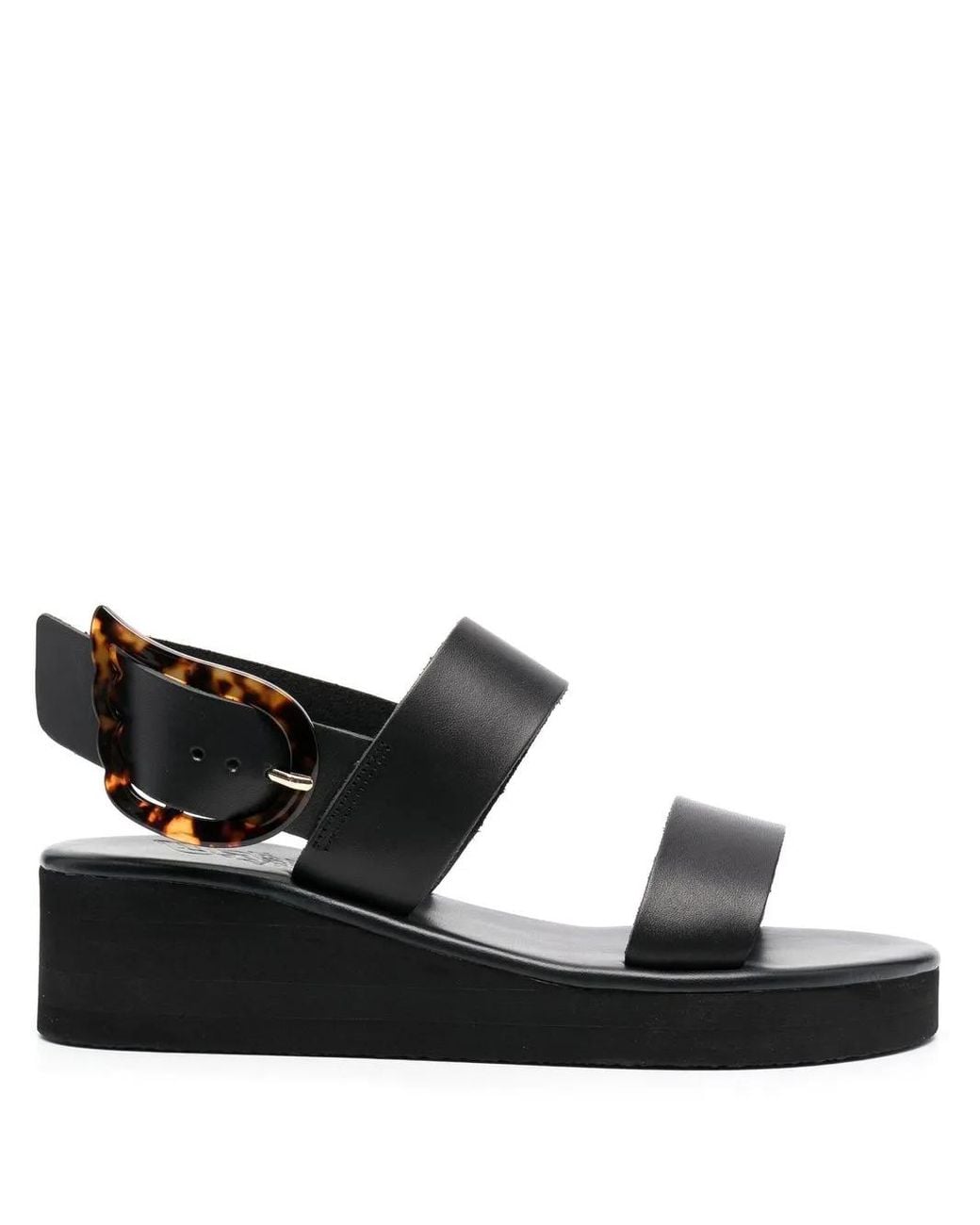 Ancient Greek Sandals Black 45Mm Wedged Double-Strap Sandals