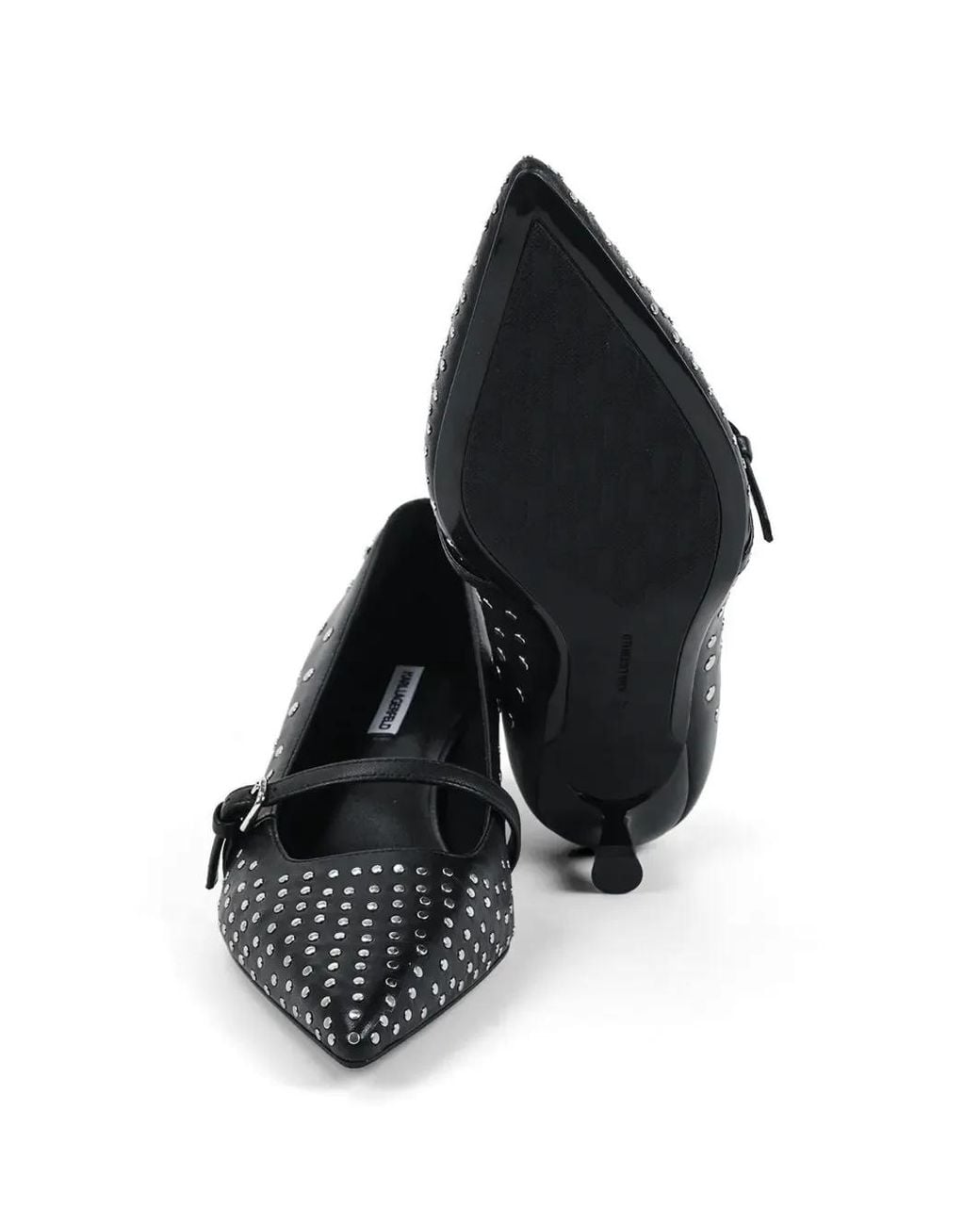 Karl Lagerfeld Black Stud-Embellished Pointed-Toe Pumps