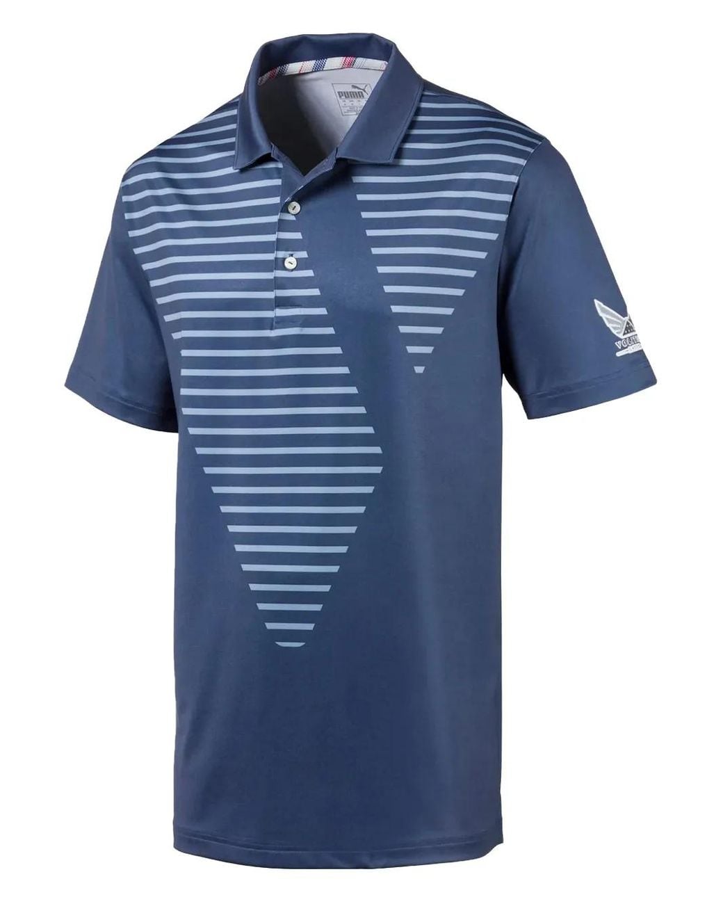 PUMA Blue Volition Sky Striped Polo Shirt for men
