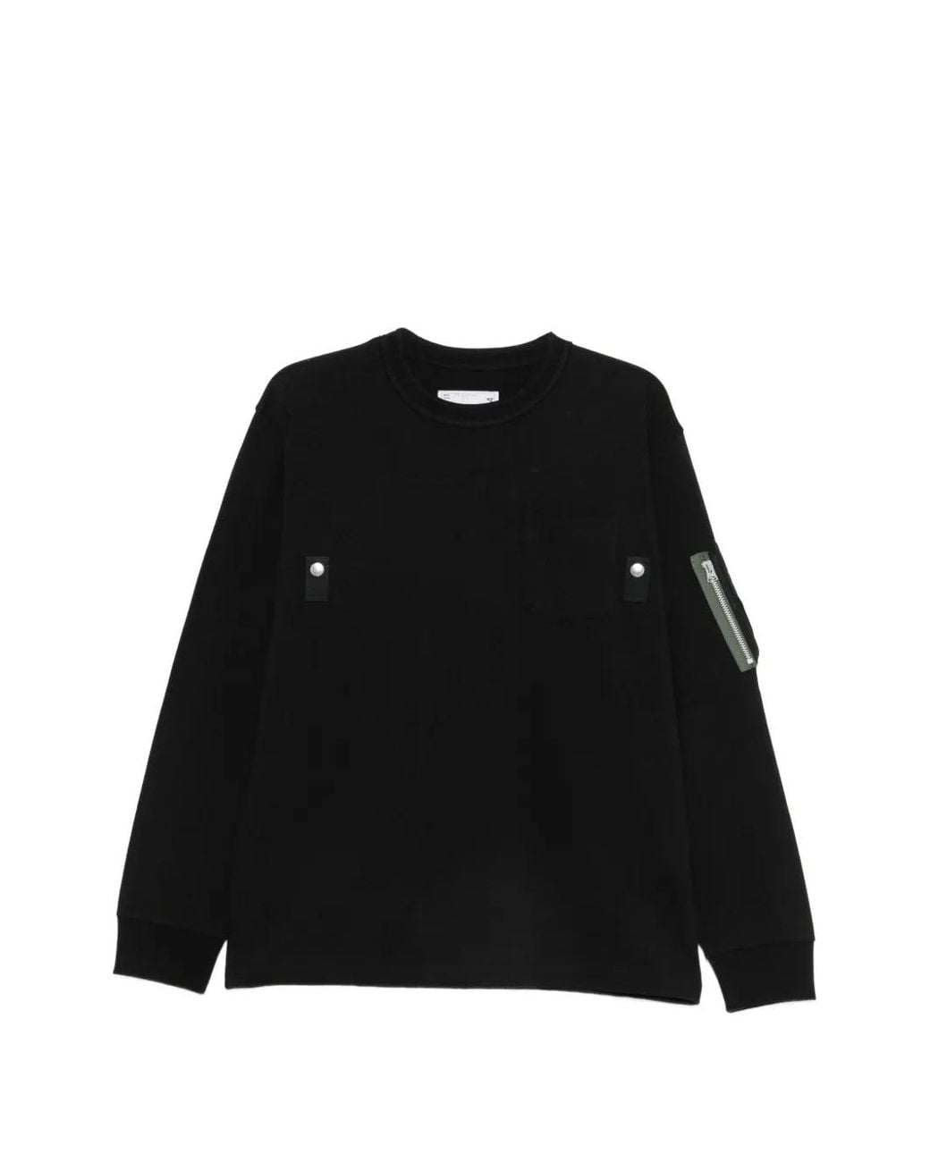 Sacai Black Zip-Pocket Long-Sleeve Sweater for men