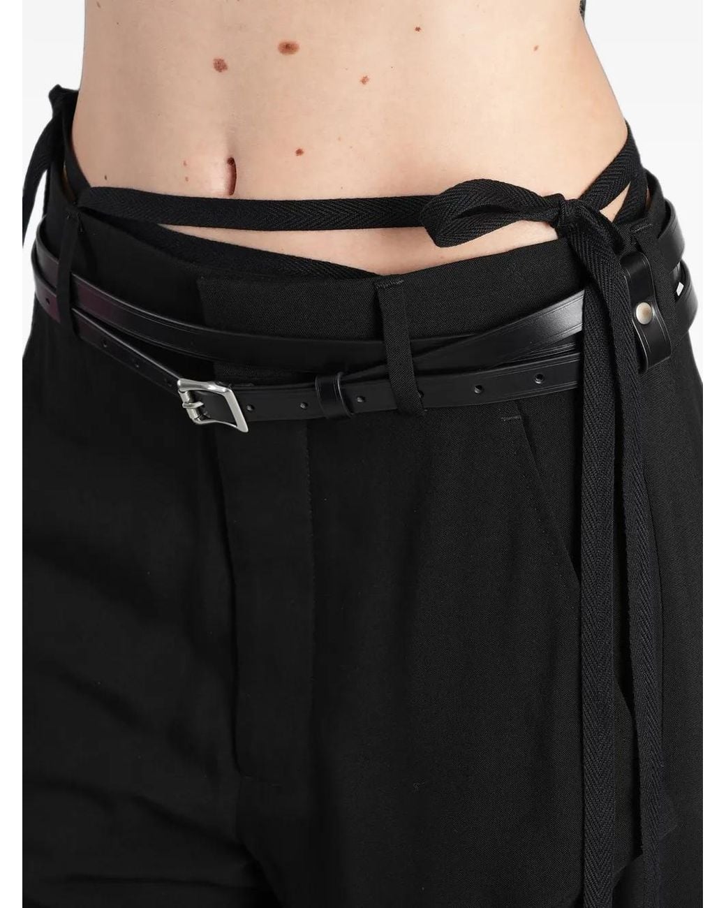 Ann Demeulemeester Black Anneke Tie-Fastening Wide-Leg Trousers