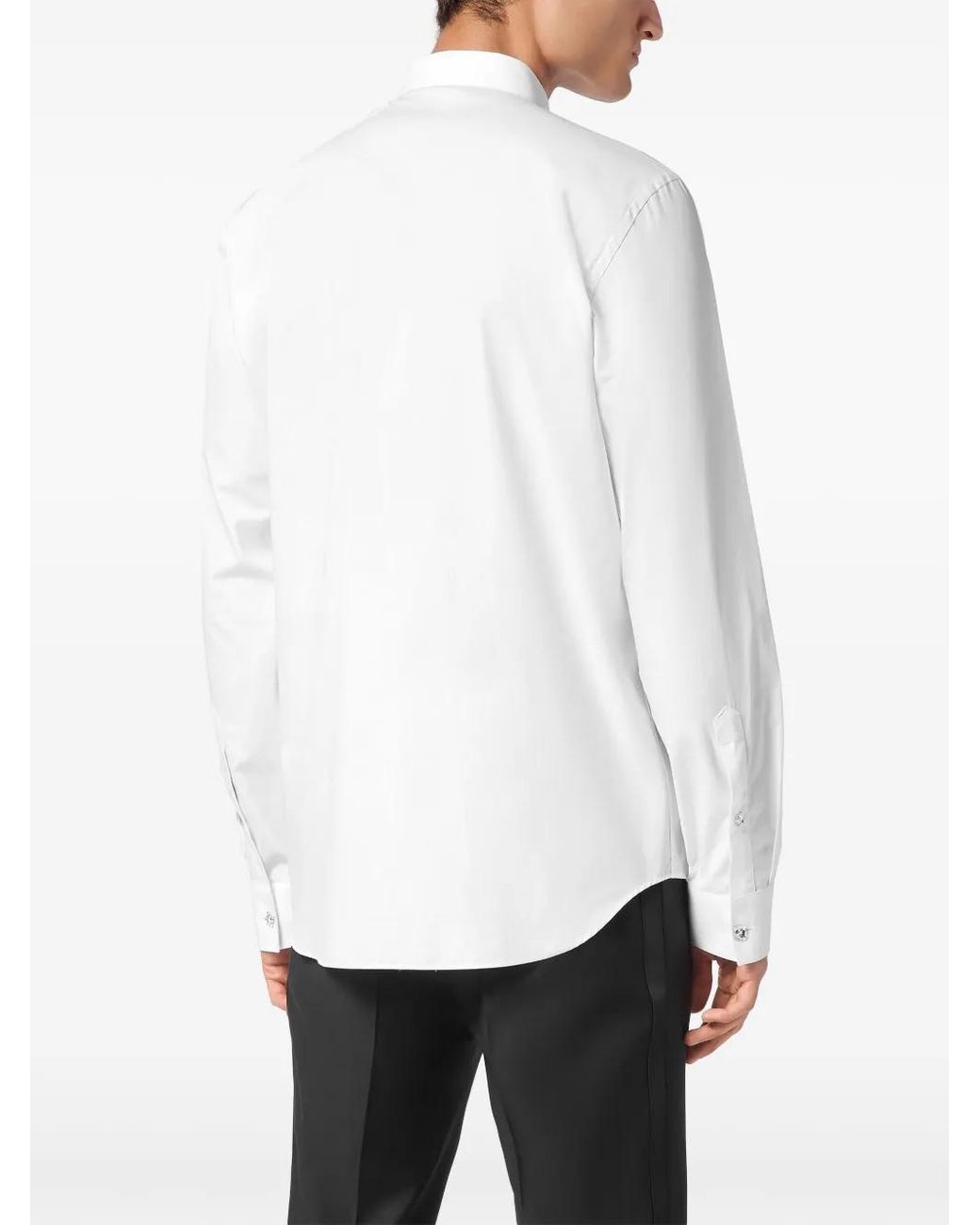 Philipp Plein White Tie Long-Sleeve Shirt for men