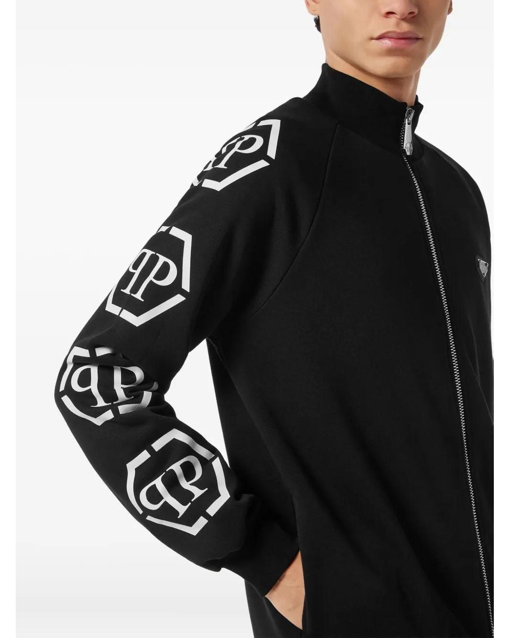 Philipp Plein Black Hexagon Track Jacket for men