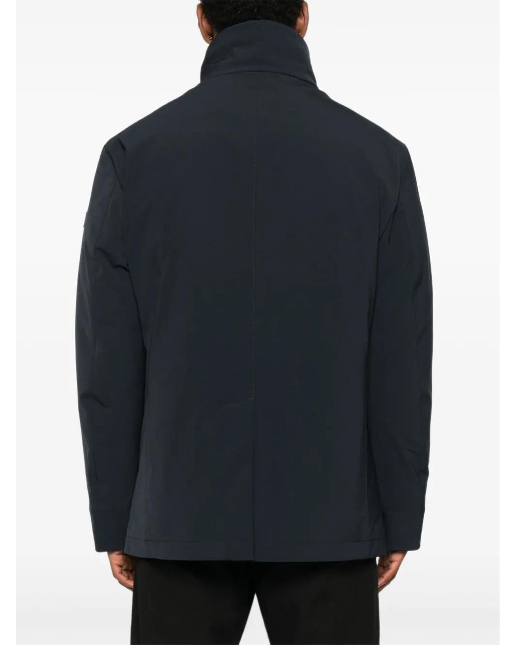Peuterey Blue Double-Breasted High-Neck Coat for men