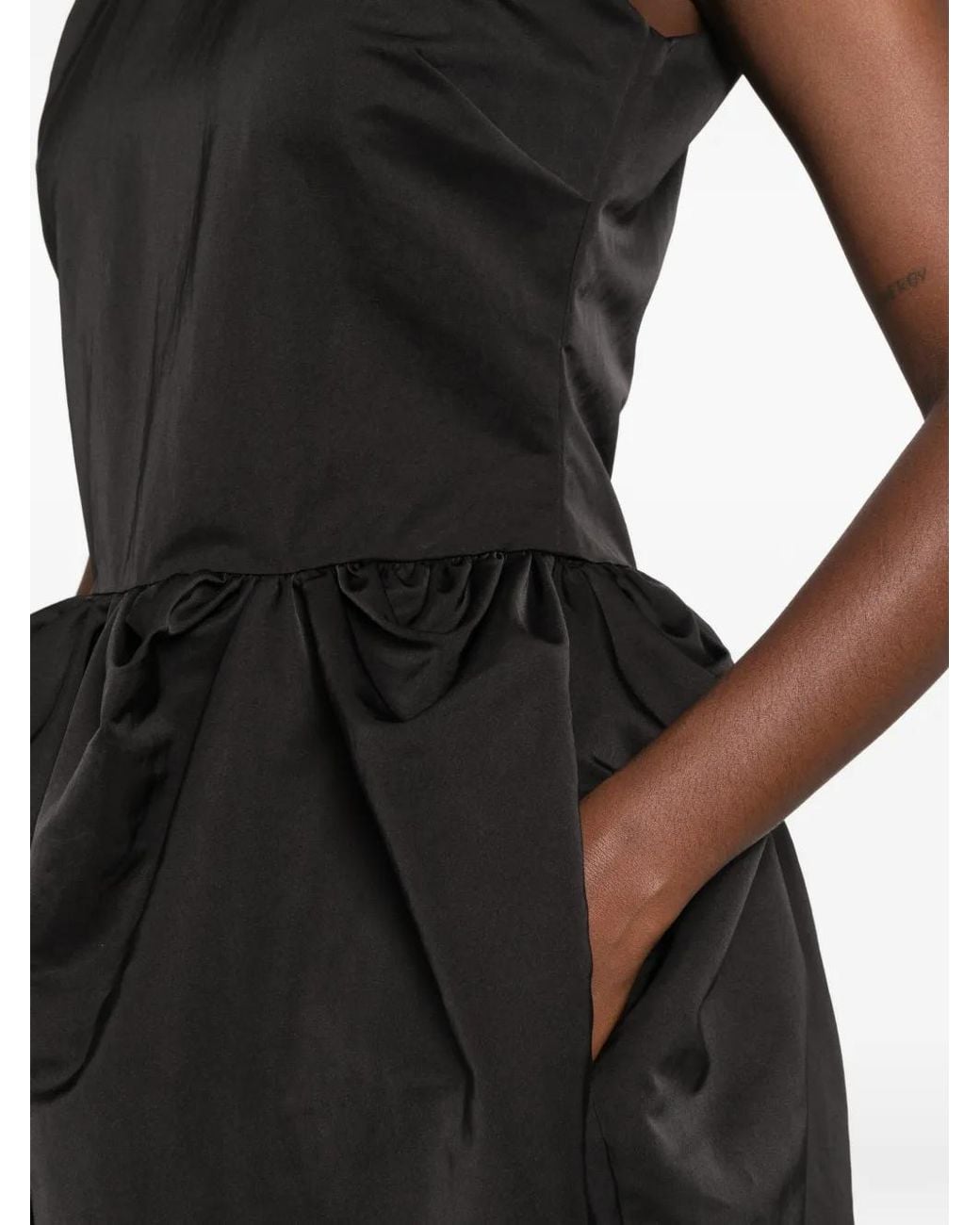 AMI Black Gathered Sleeveless Dress