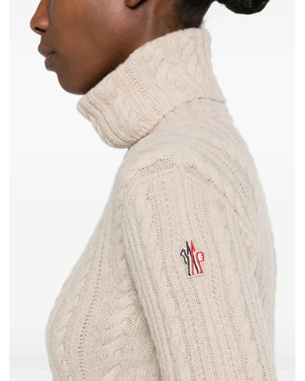 Moncler Natural Cable-Knit Roll-Neck Sweater