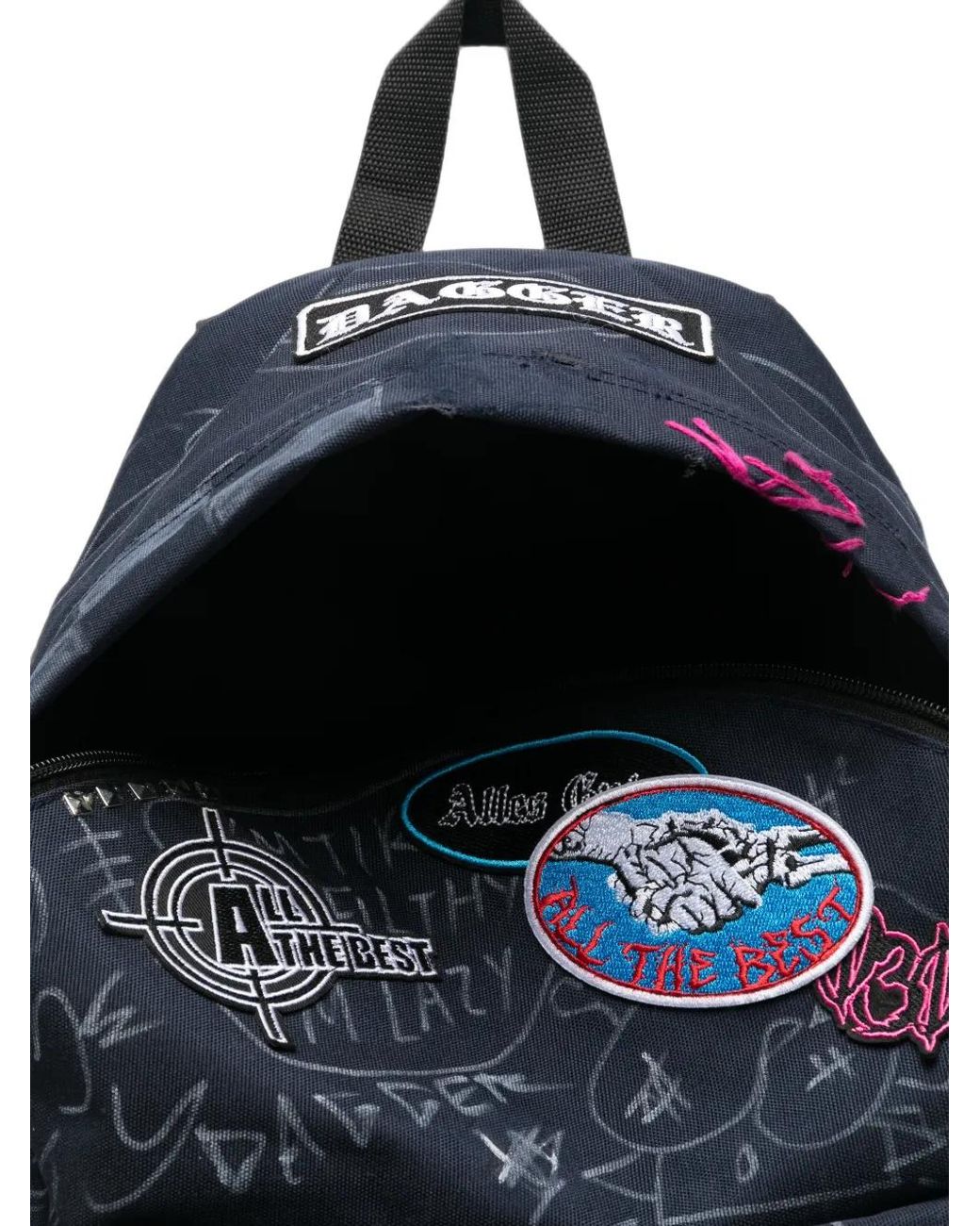 DAGGER Blue X Eastpak Patch-Detail Graffiti-Print Backpack for men