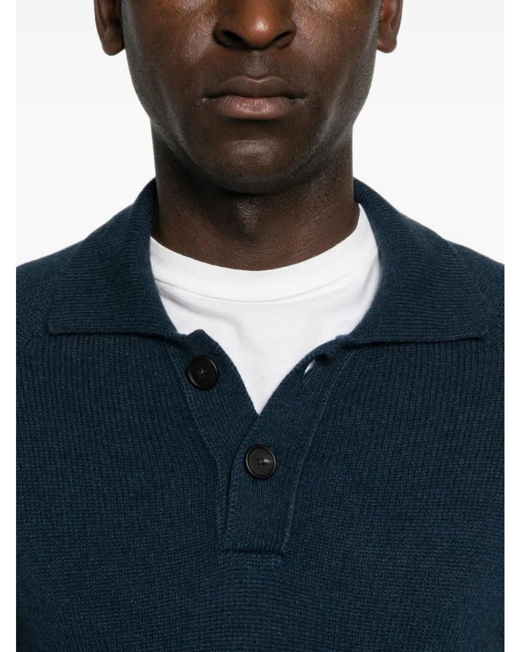 Tagliatore Blue Voltaire Knit Raglan-Sleeve Polo Shirt for men