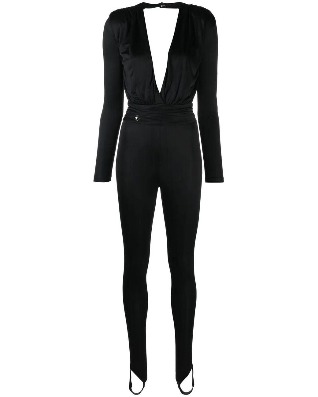 Philipp Plein Black Plunging V-Neck Jumpsuit