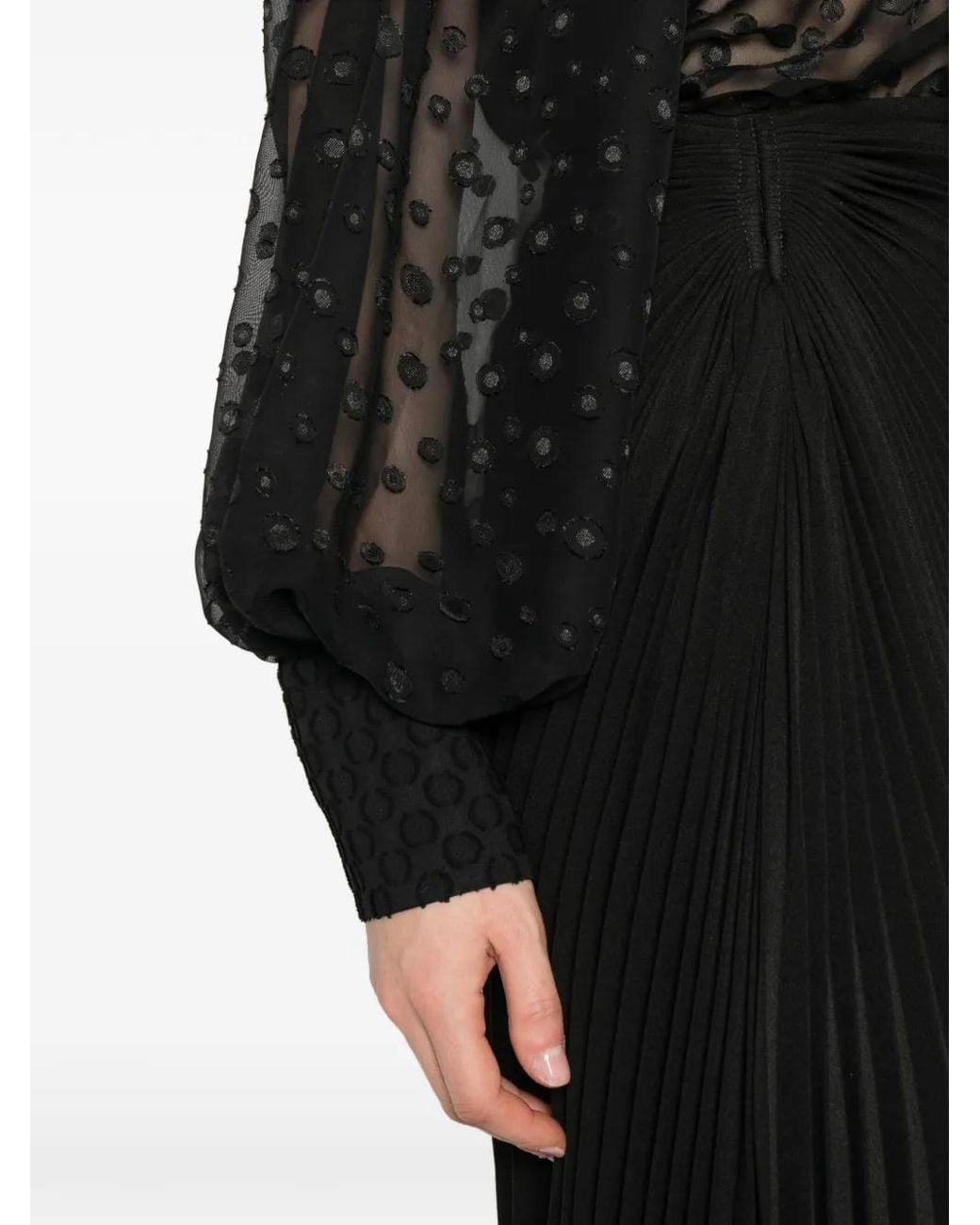 Parlor Black Pussy-Bow-Collar Blouse