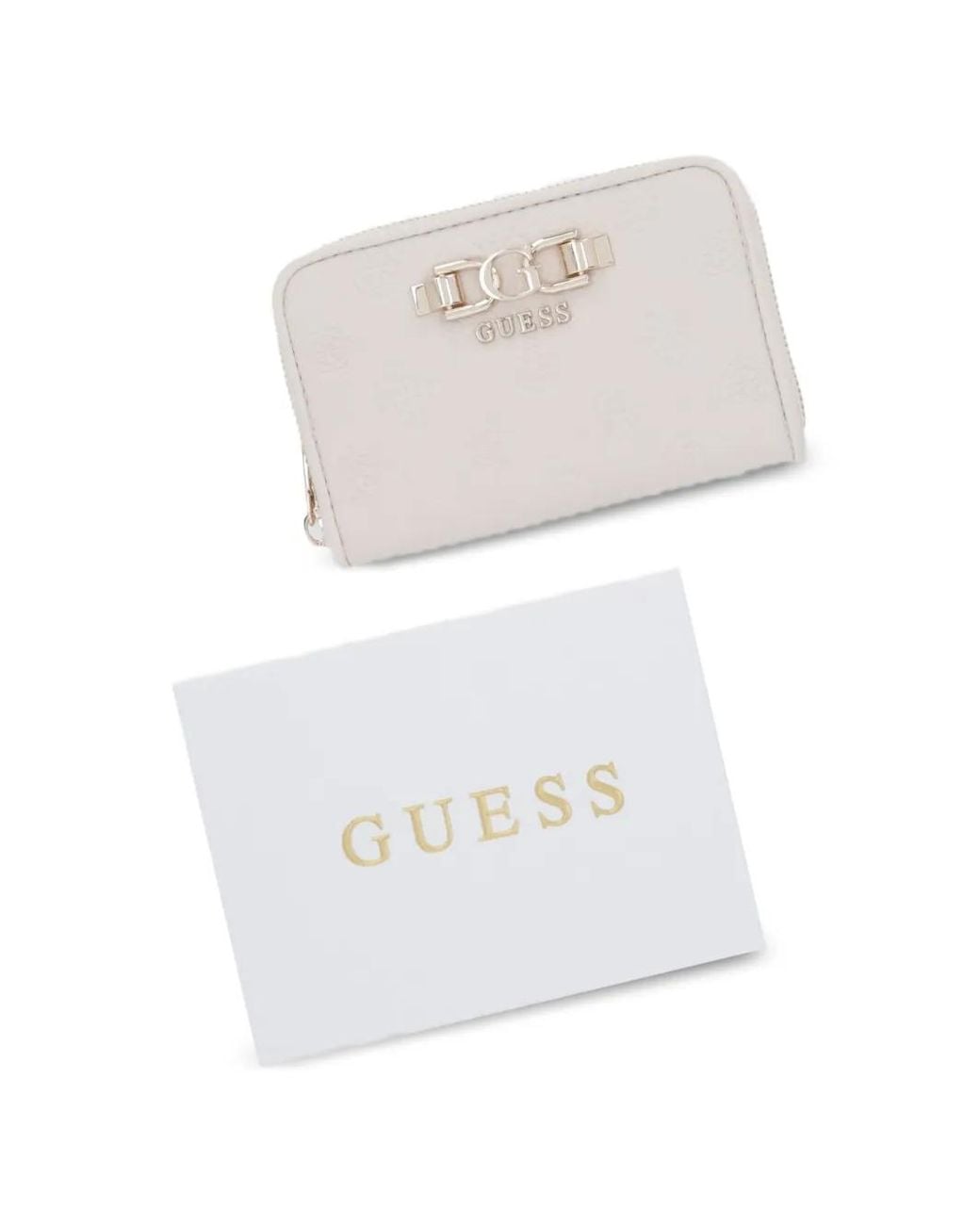 Guess Natural Anise Logo-Embossed Zip-Around Wallet