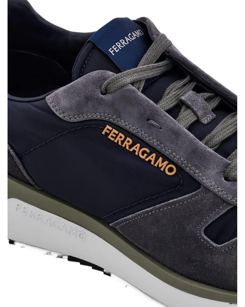 Ferragamo Blue Mixed-Material Sneakers for men