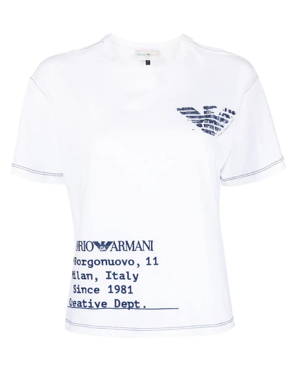 Emporio Armani White Logo-Print Cotton T-Shirt