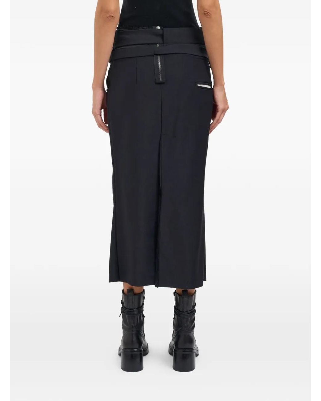 Alessandra Marchi Black Belted Midi Skirt