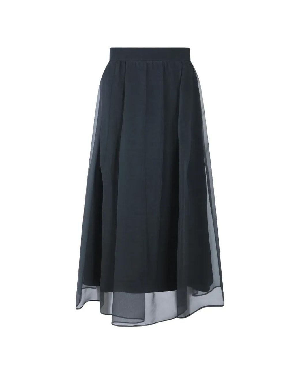 Brunello Cucinelli Blue Sheer Silk Skirt