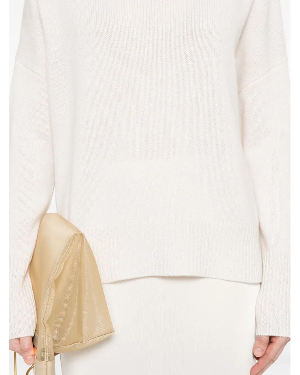 Lisa Yang Natural Ribbed Cashmere Crew Neck Sweater