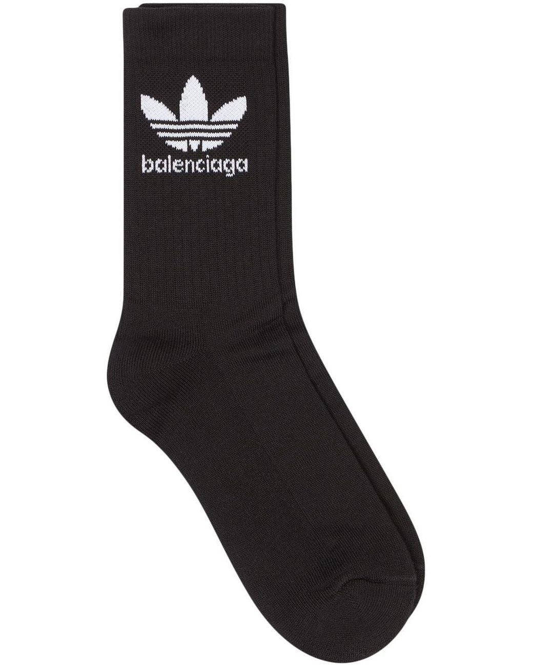 Balenciaga X Adidas Logo-embroidered Socks in Black for Men | Lyst