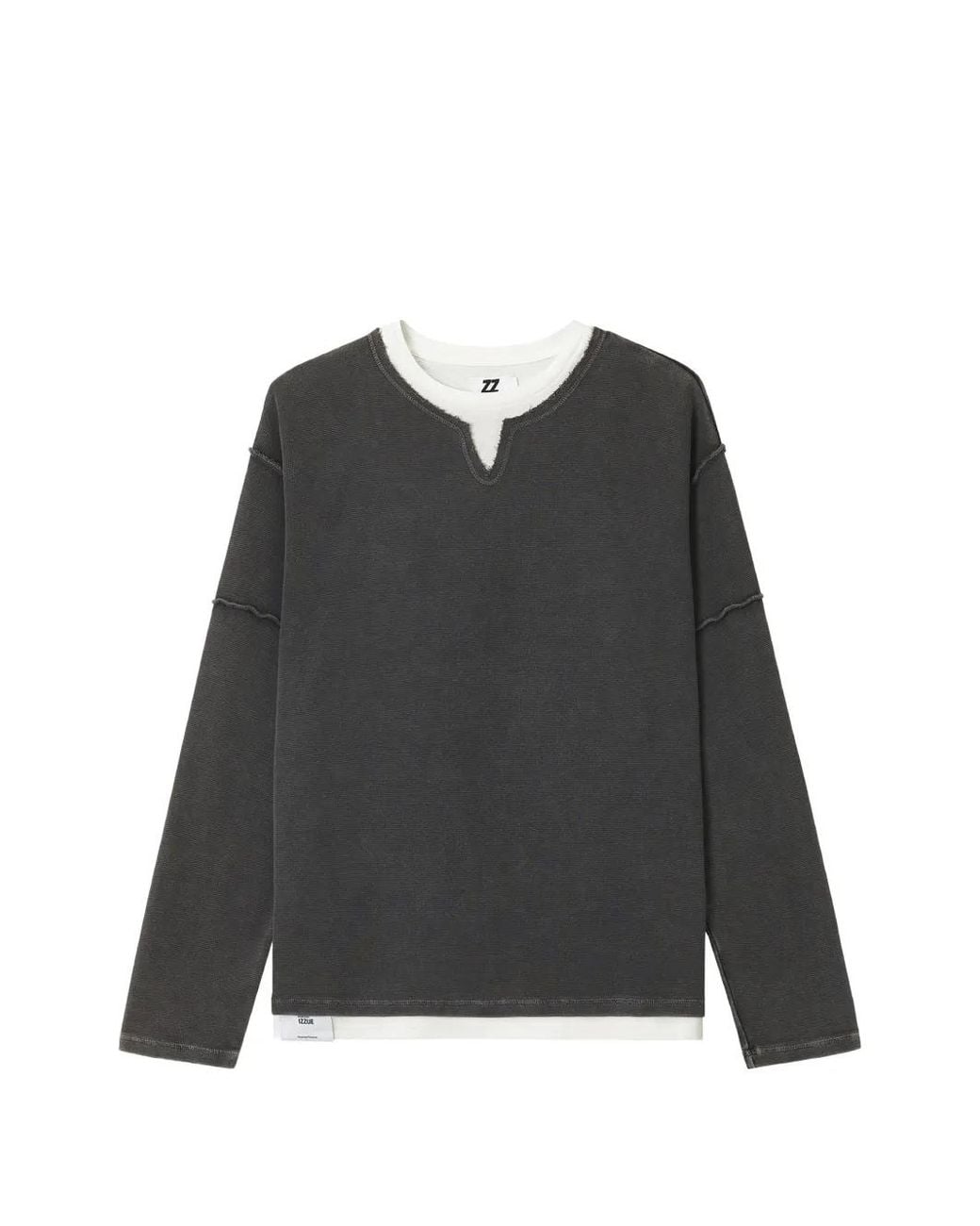 Izzue Black Layered Raw-Edge Sweatshirt for men