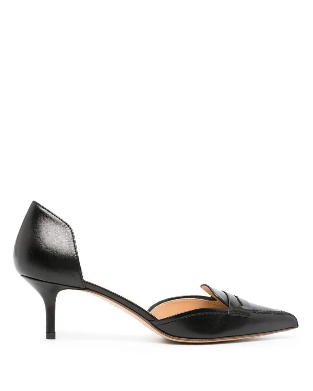 Francesco Russo Black D'Orsay 55Mm Penny Leather Pumps