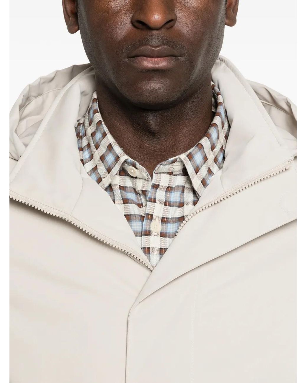 Profuomo White Hooded Parka Coat for men