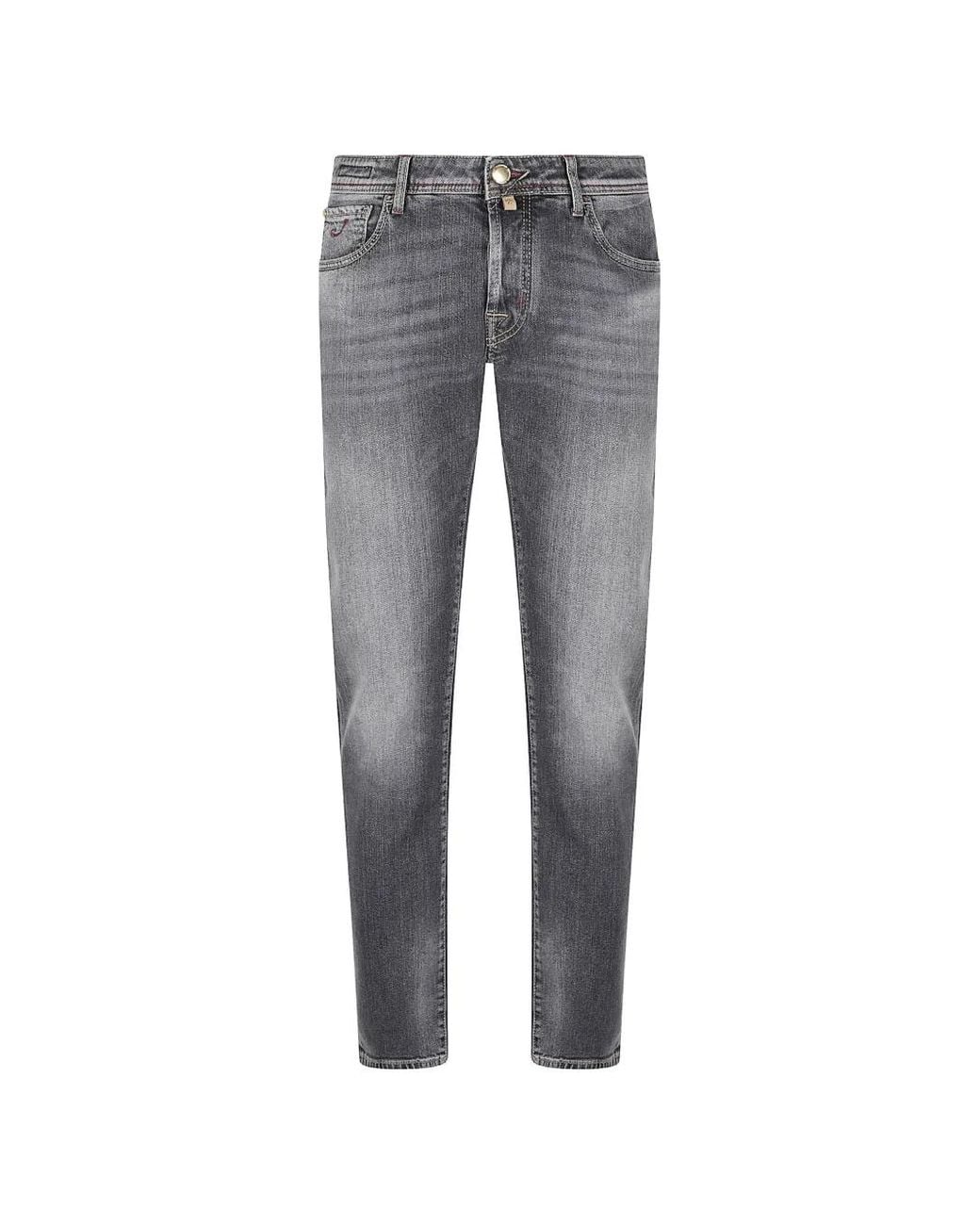 Jacob Cohen Gray Nick Washed-Effect Logo-Patch Jeans for men