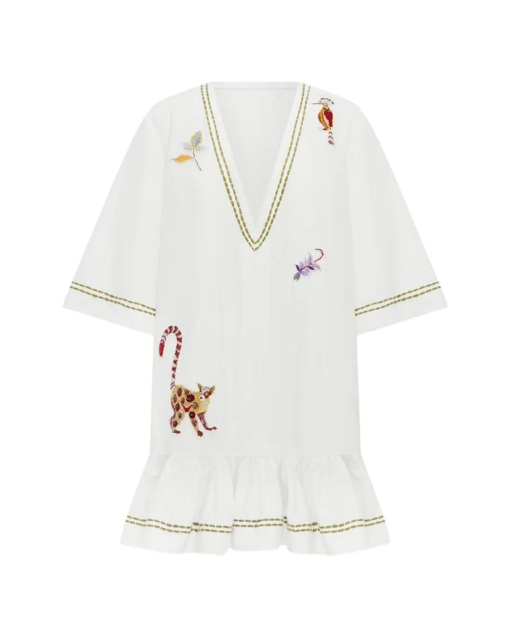 ALÉMAIS White Camelia Embellished Mini Dress