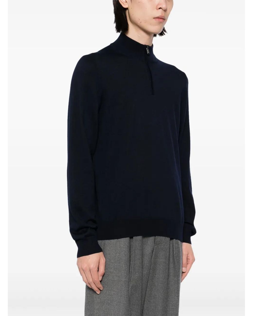 Boss Blue Half-Zip Jumper for men