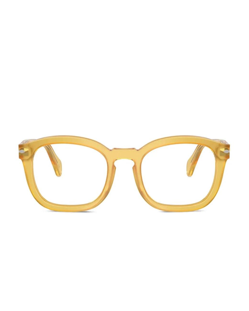 Persol Metallic Brille Mit Eckigem Gestell