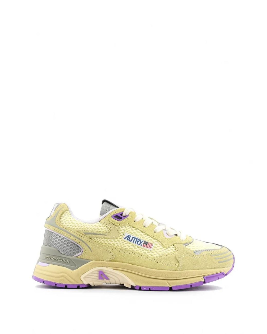 Autry Yellow Hyperway Panelled Low-Top Sneakers