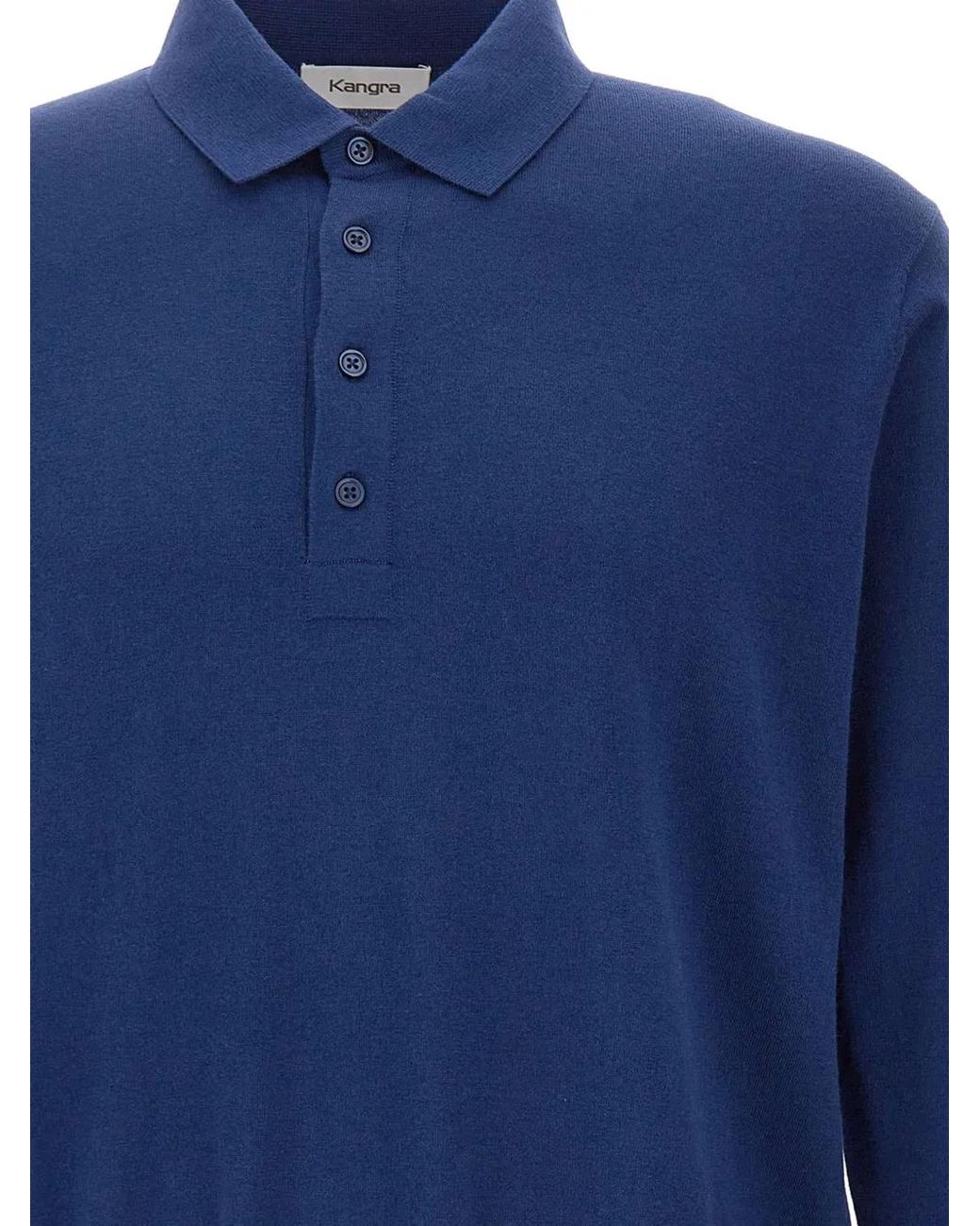 Kangra Blue Long-Sleeve Polo Shirt for men