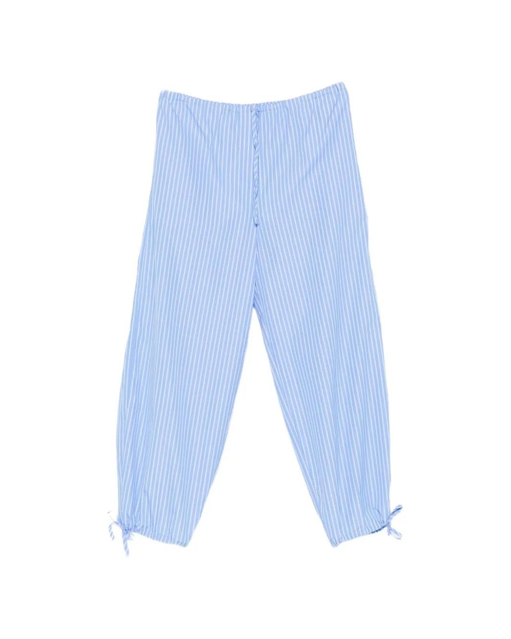 Totême Blue Striped Drawstring-Waist Trousers