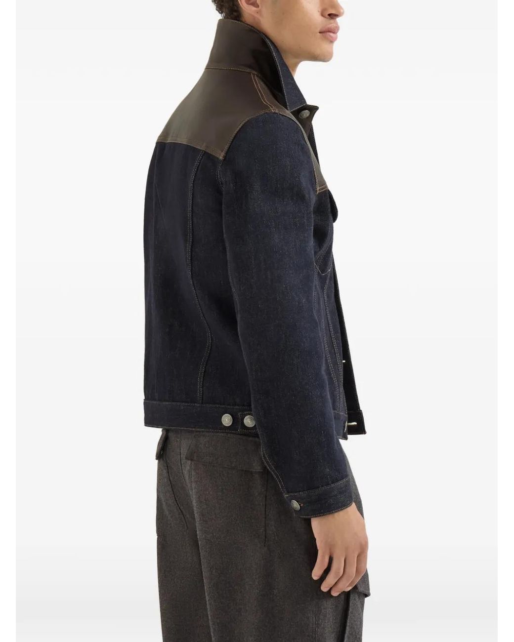 Brunello Cucinelli Black Paneled No-Fade Denim Four-Pocket Jacket for men