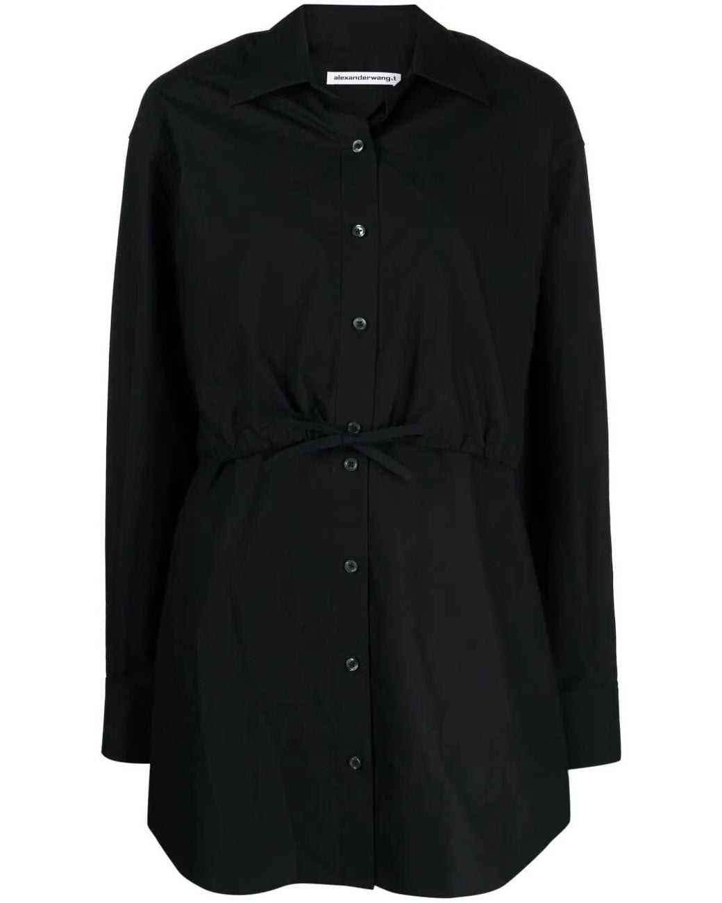 Alexander Wang Black Double Layered Self-Tie Shirt Mini Dress