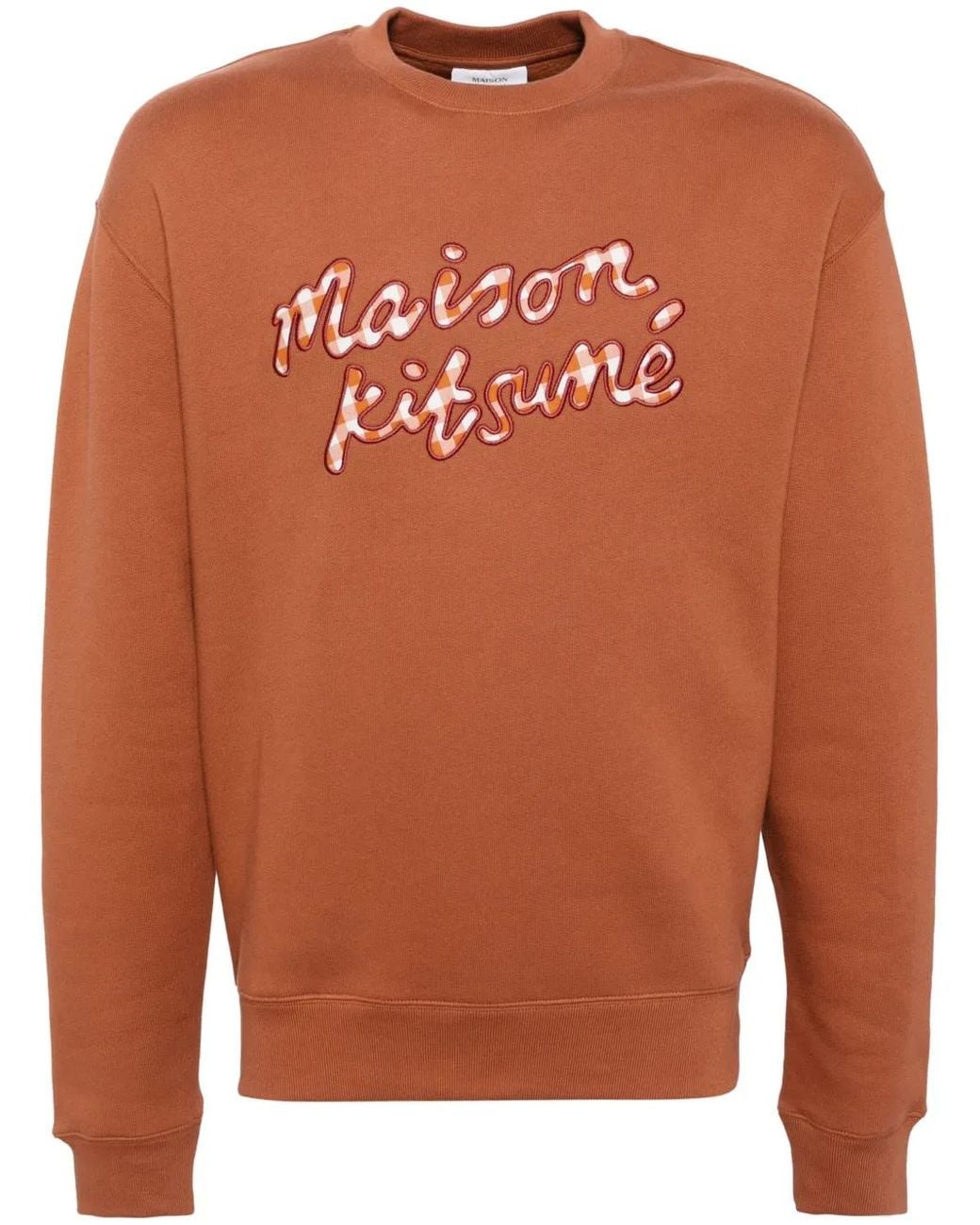 Maison Kitsuné Orange Handwriting Gingham Sweatshirt for men