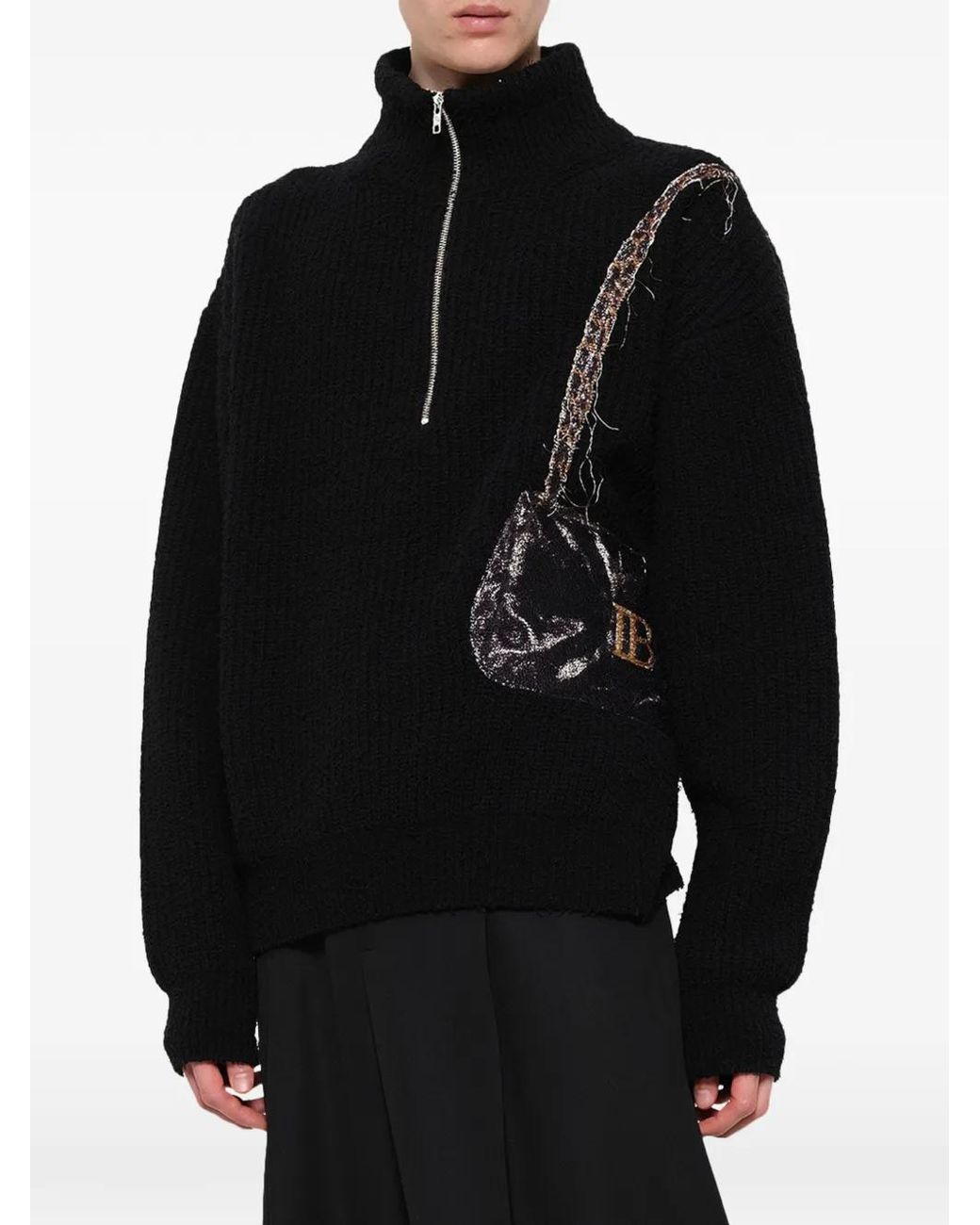 Doublet Black Half-Zip Sweater for men