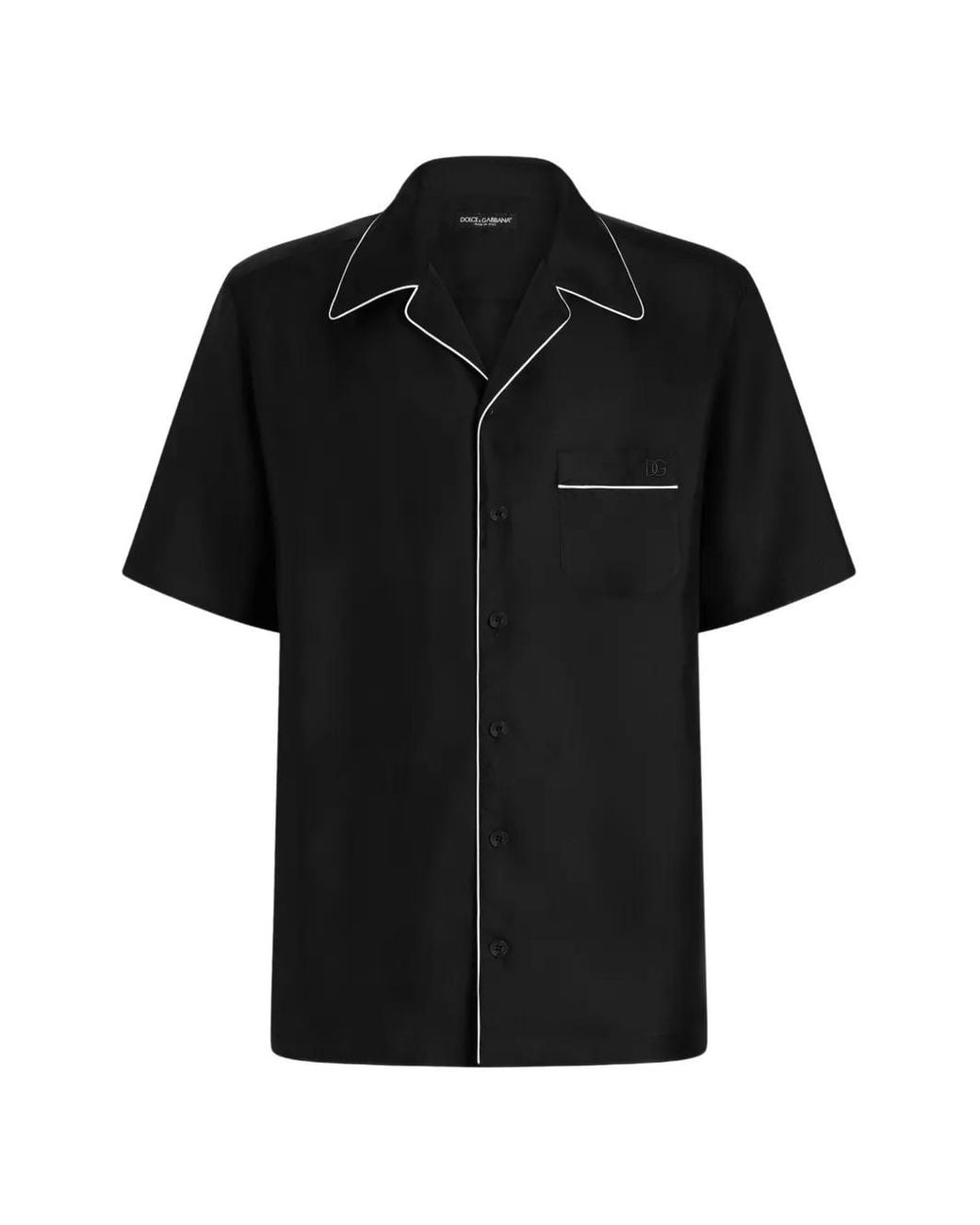 Dolce & Gabbana Black Hawaii Silk Twill Shirt for men