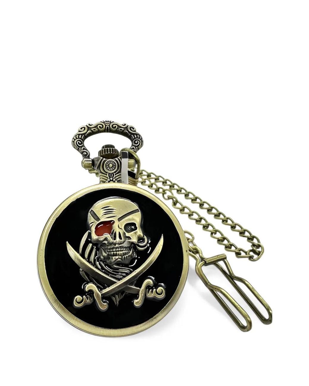 INVICTA WATCH Black Vintage Skull-Motif 47Mm Pocket Watch for men