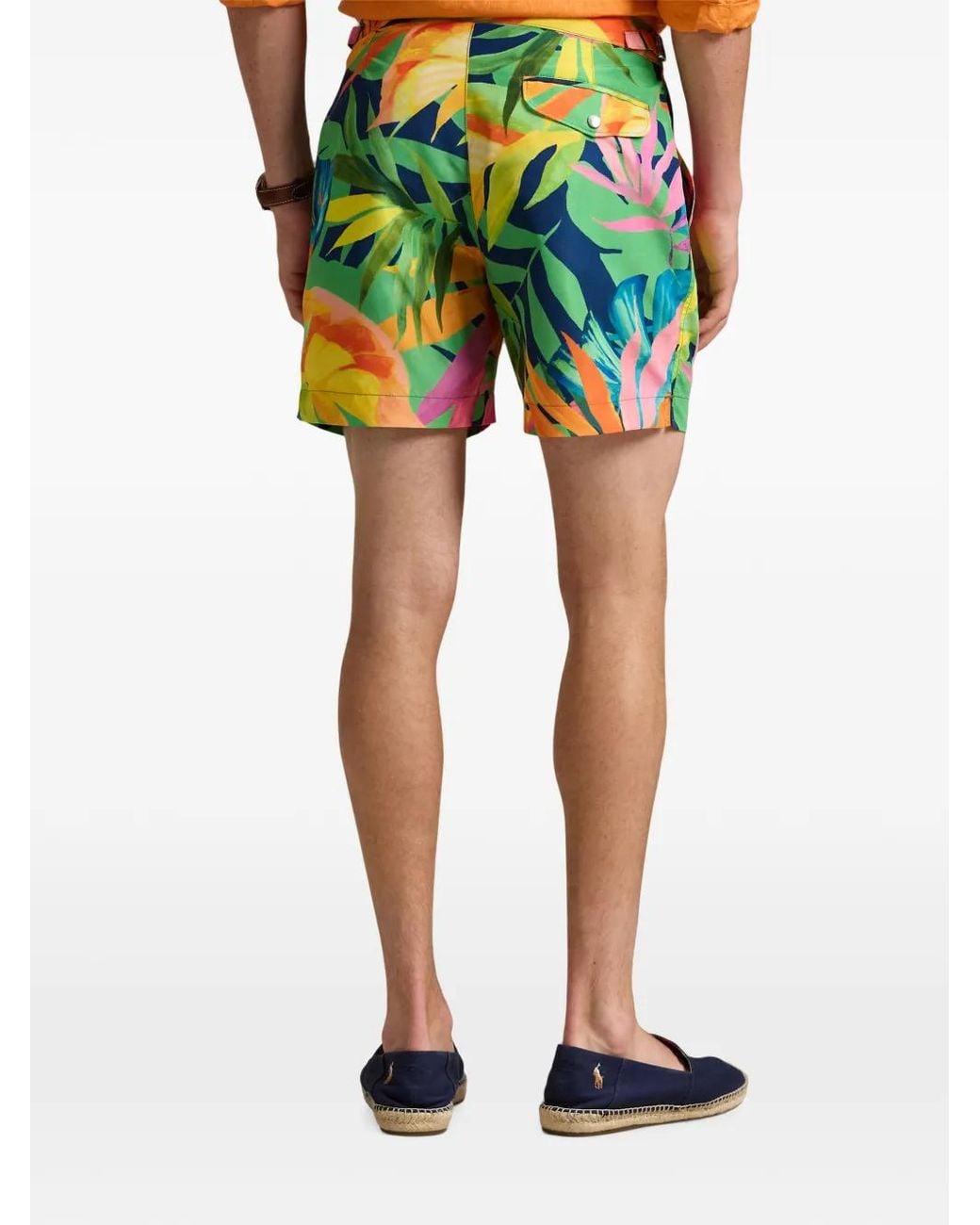 Polo Ralph Lauren Green Tropical-Print Swim Shorts for men