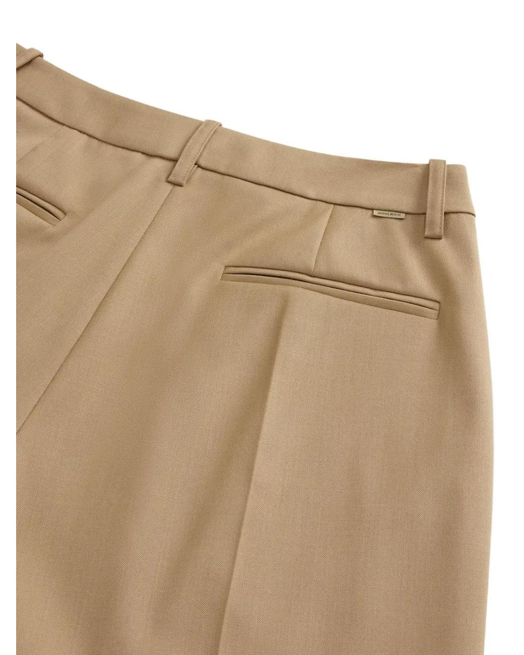 Woolrich Natural Pleated Straight Trousers