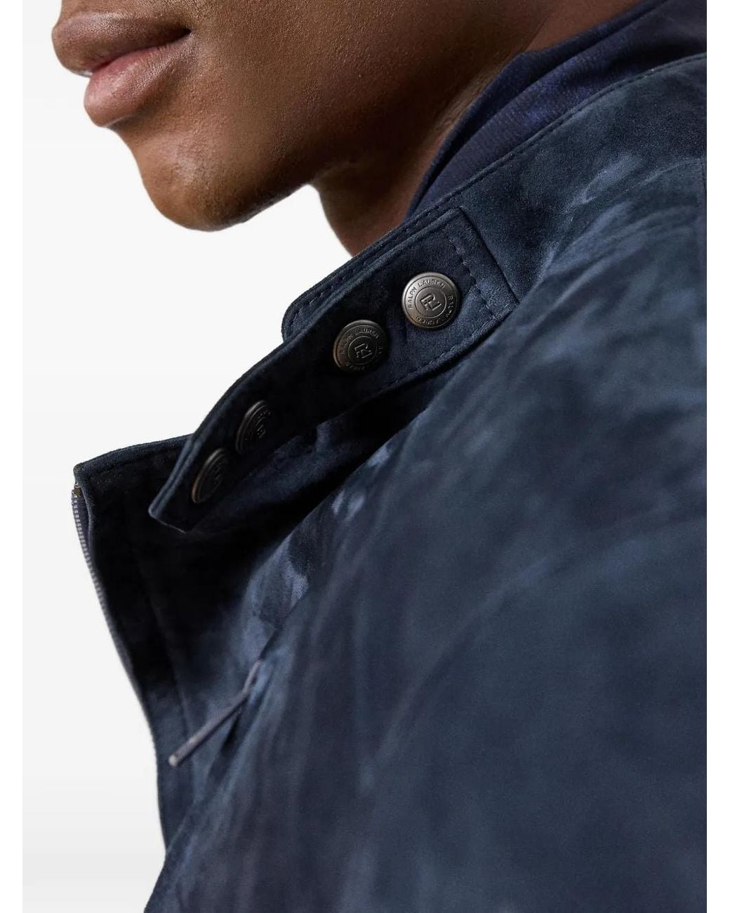 Ralph Lauren Blue Moto Suede Jacket for men