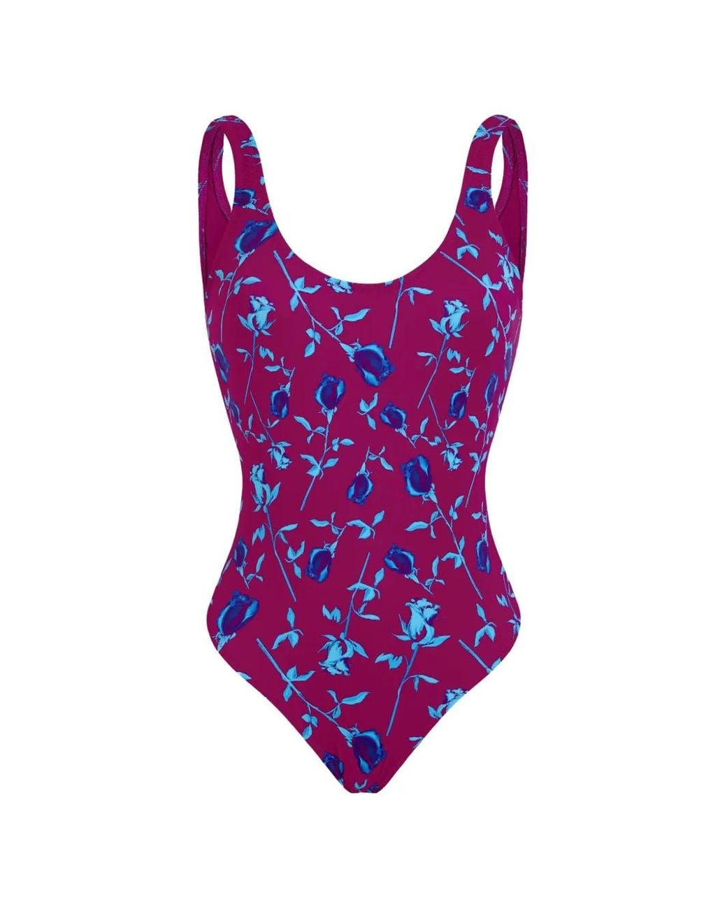 Vilebrequin Purple Floral-Print Deep-Neckline Swimsuit