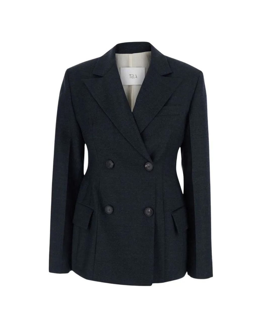 Tela Black Giacca Florence Double-Breasted Wool Jacket