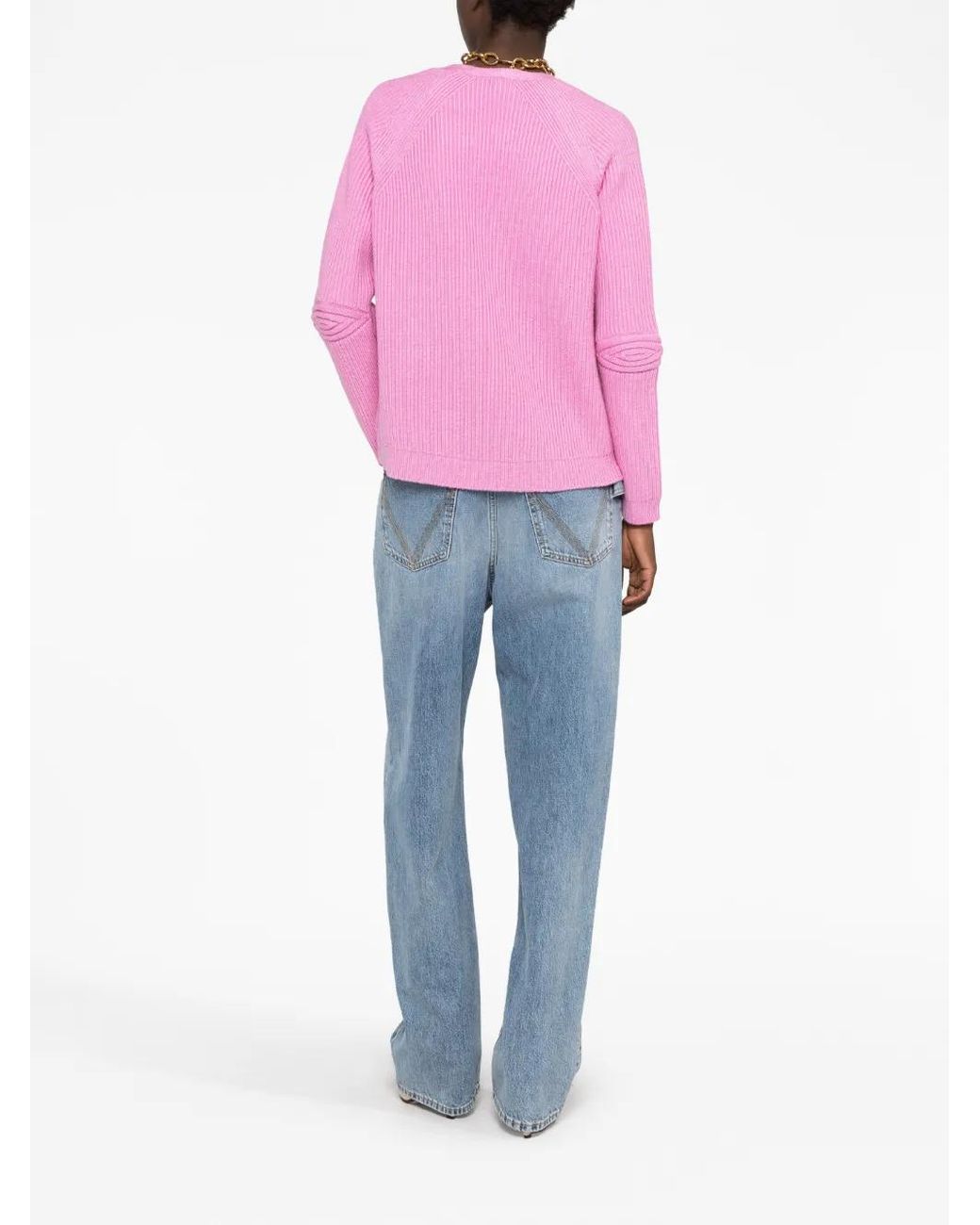 Tom Ford Pink Ribbed V-Neck Jumper