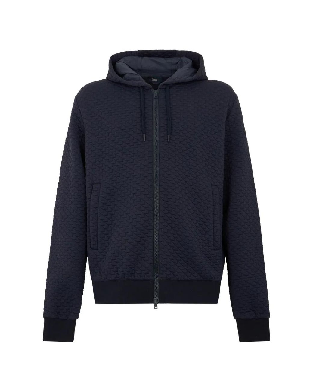 Herno Blue Textured Zip-Up Hoodie for men